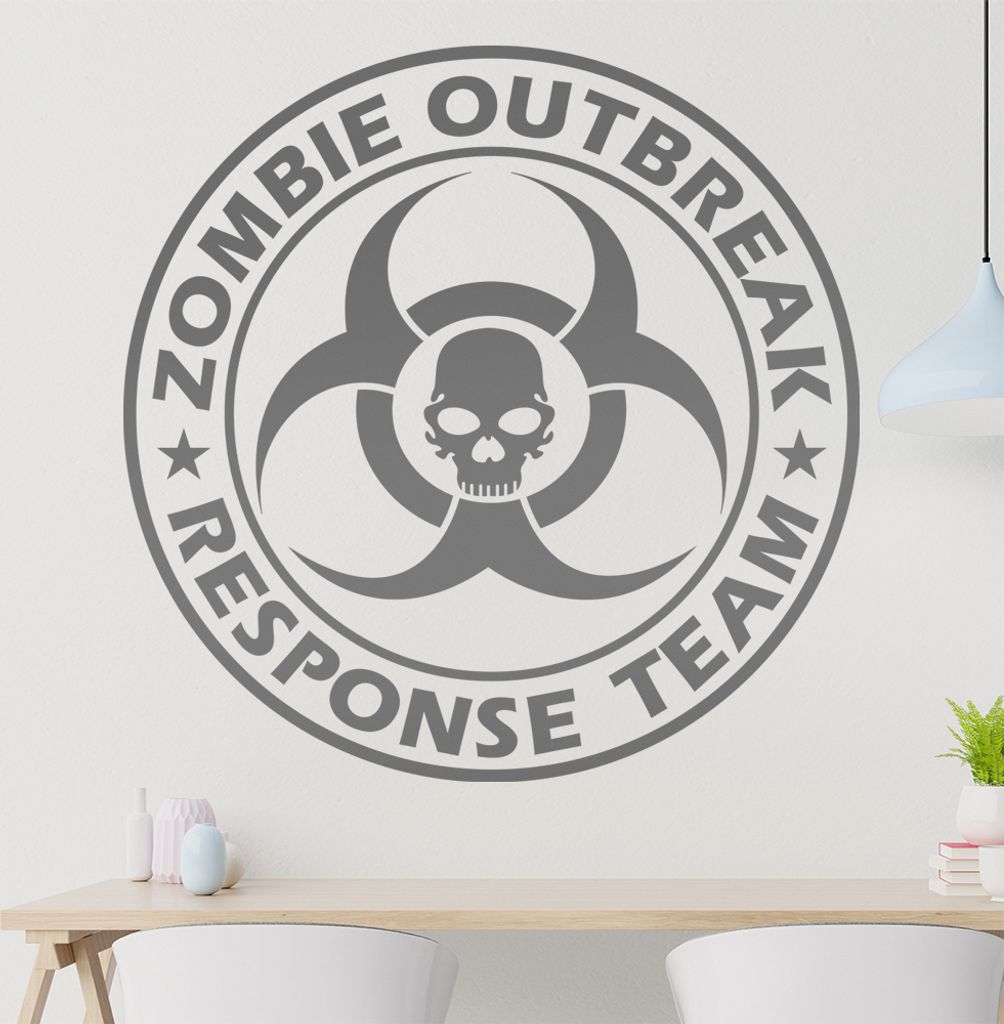 Zombie Outbreak Schädel Wandtattoo in 6 Größen - Wandaufkleber Wall Sticker - Dekoration, Küche, Wohnzimmer, Schlafzimmer, Badezimmer
