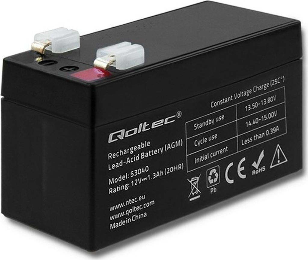 Batteria Qoltec AGM 12V | 1,3Ah Immagine del prodotto 