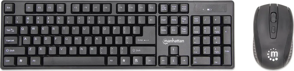 Clavier et Souris Sans Fil Manhattan 178990 pour Supprimer les Câbles Bureau