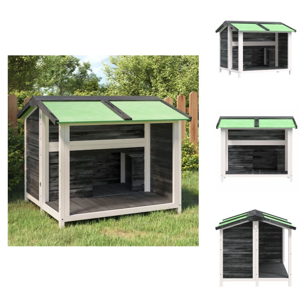 vidaXL Hundehütte Grau 96x87x80,5 cm Massivholz Kiefer - Hundezwinger & -ausläufe