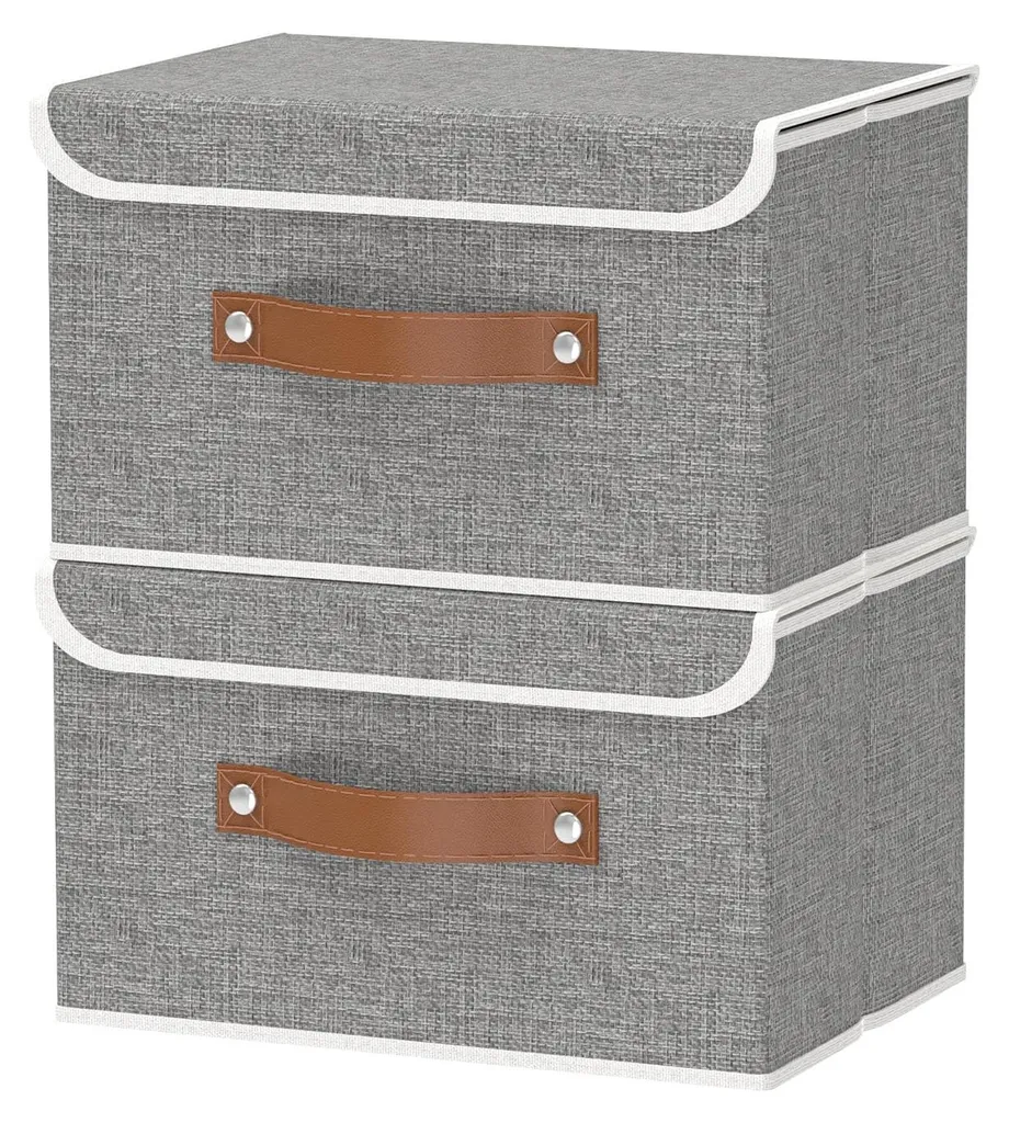 Cube de Rangement en Tissu avec Poignée pour Dressing et Chambre - 2 Pièces