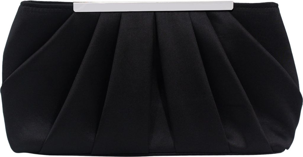 Schwarz Clutch Abendtasche Elegante Plissee Satin Formale Handtasche Einfache Klassische Geldbörse für Damen