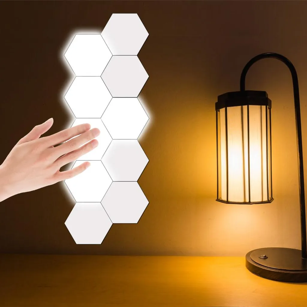 Lampe murale hexagonale décorative LED pour chambre et salon - Set de 6 - 5