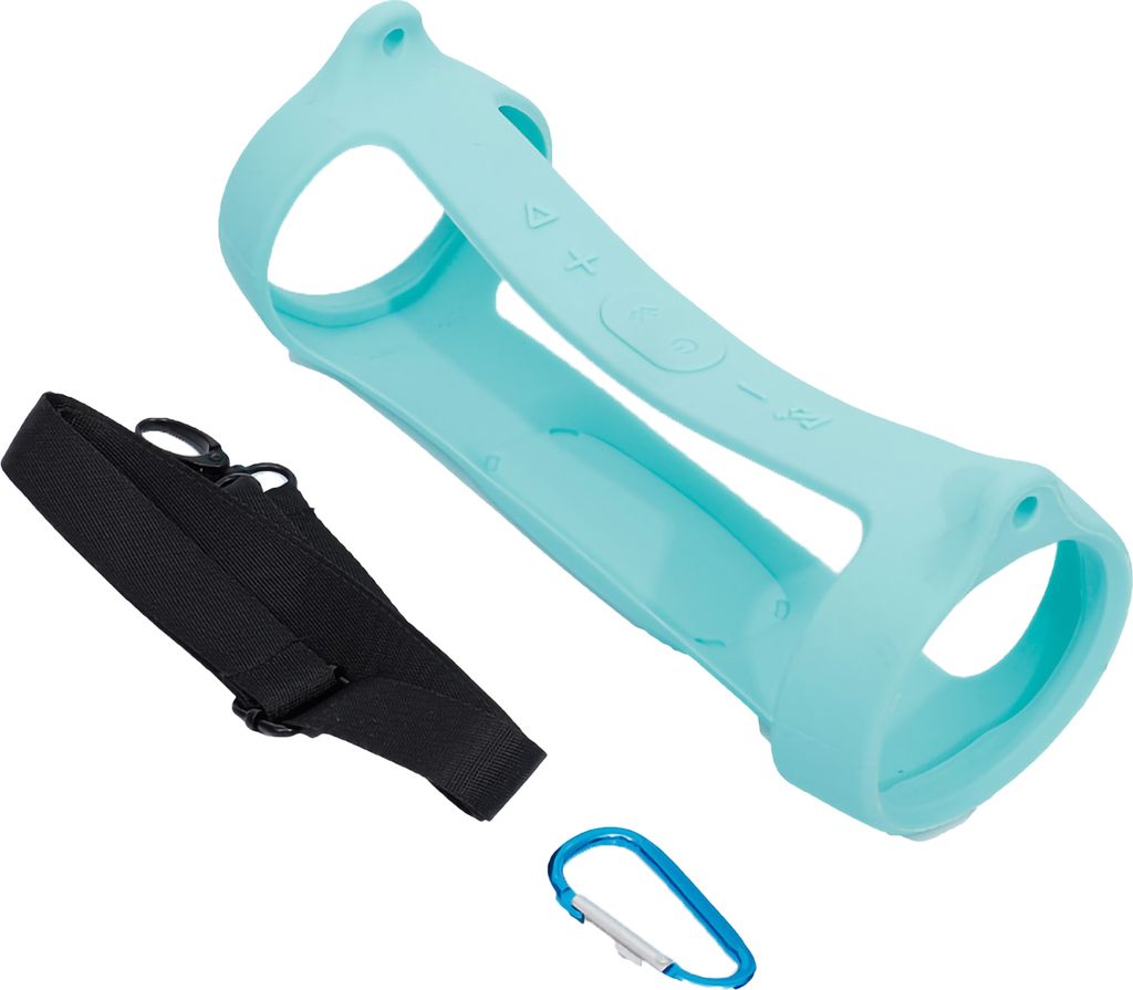 3pcs/Set tragbarer drahtloser Bluetooth-kompatibler Lautsprecher Silikon-Schutzhülle mit Riemen Carabiner für JBL Ladung 4-Minzgrün