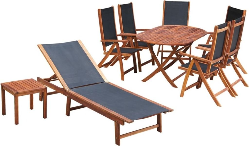 "Rabatt" 9-tlg. Garten-Essgruppe - mit tishe & Stuhl - mit Auflagen Massivholz Akazie - Lounge-Dining set CC19835