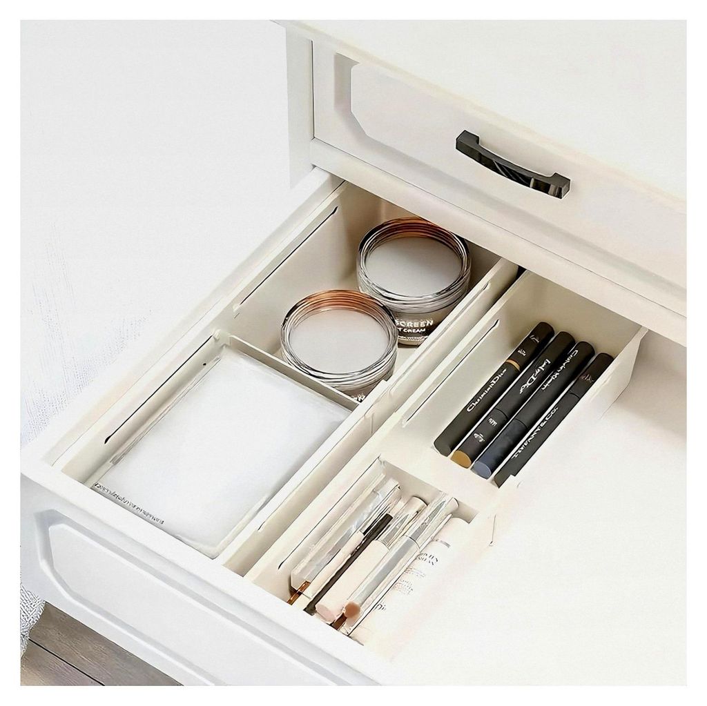 Schubladenorganizer, 2 Stück Kunststoff Schubladenbox Verstellbar 27-38,5 cm für Schminktisch, Schreibtisch und Aufbewahrung in Küche, Badezimme...