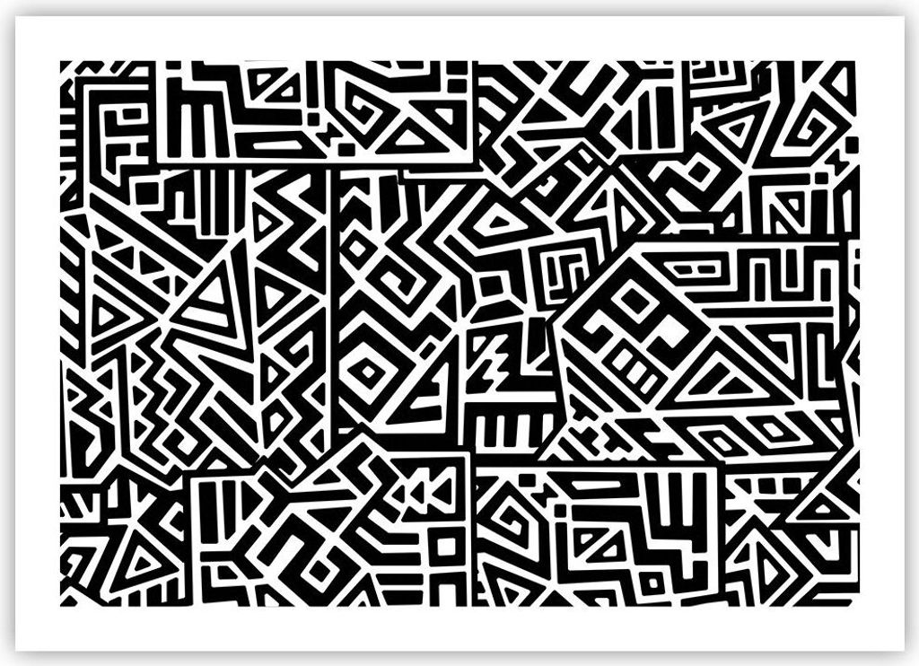 Poster - Poster ohne Rahmen - Op-Art. Schwarz Weiß - 70x50 cm - Wand Bild - Wanddeko - Wandbilder - Kunstposter - Wandposter - Bilder - Kunstdruck...