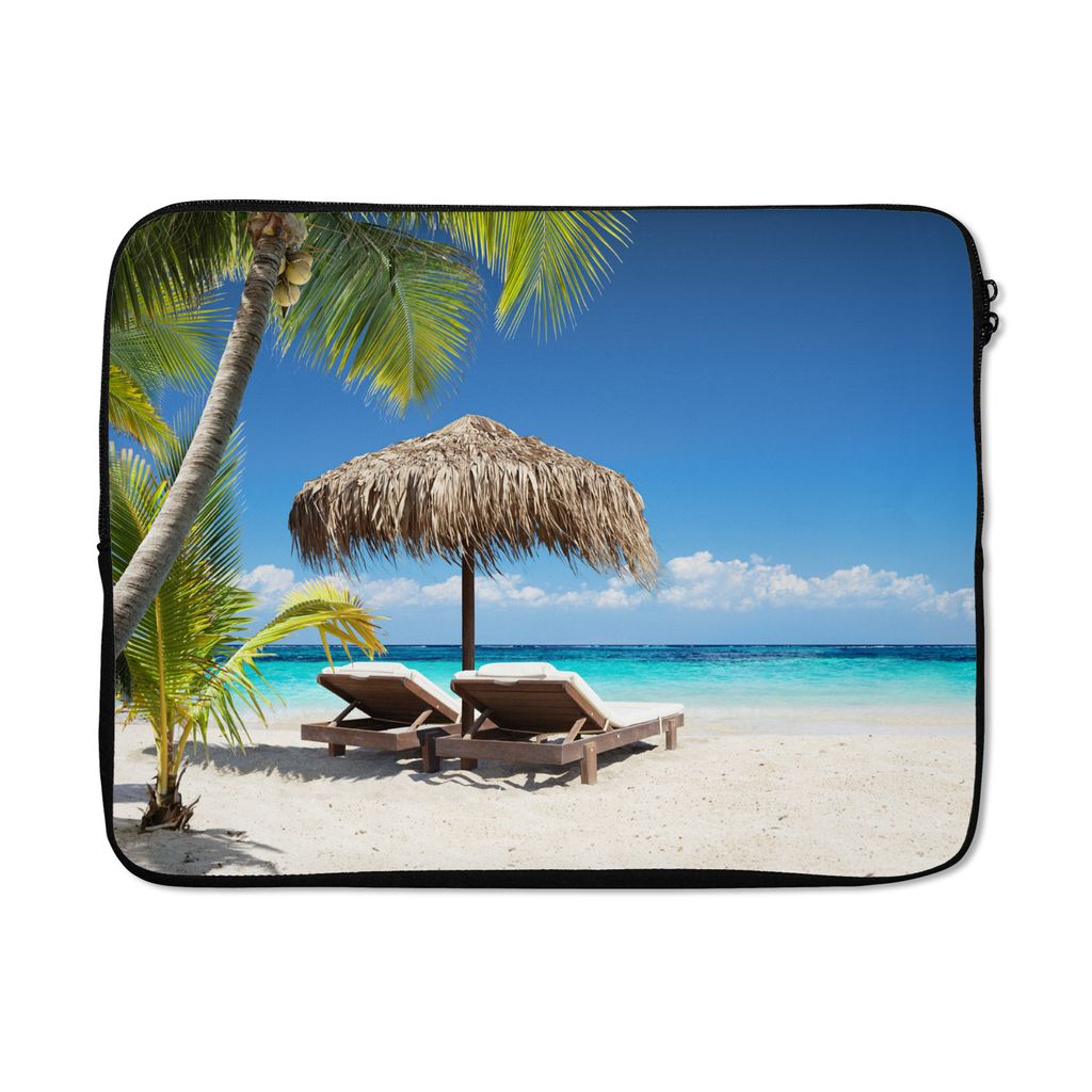 MuchoWow Laptop Hülle 15 Zoll Strand - Sonnenschirm - Meer Laptoptasche - Laptoptasche - Sleeve - Rundum-Schutz