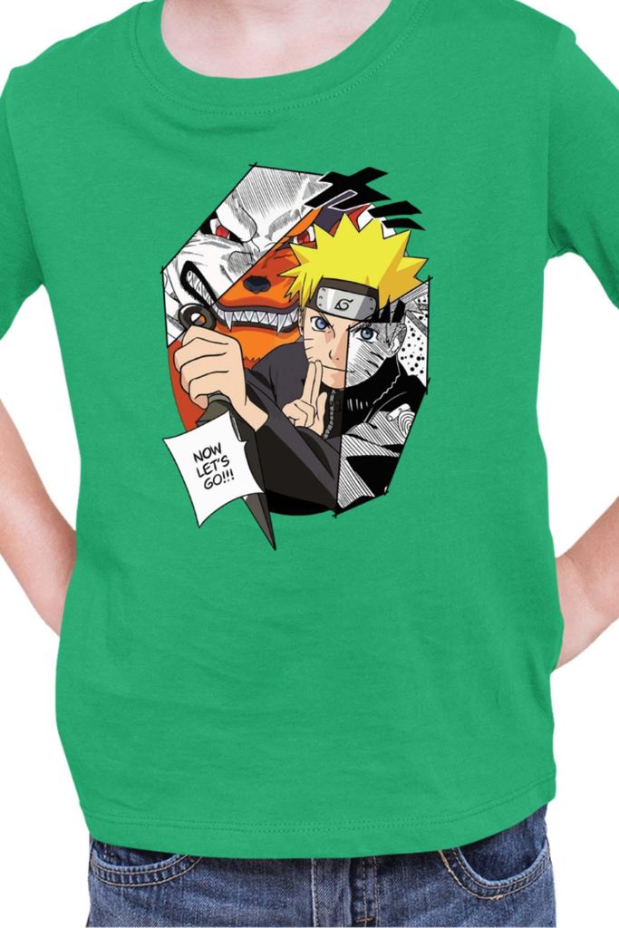 Kinder T-Shirt Naruto Naruto & Kurama, 5-6 Jahr - 116 / Grün