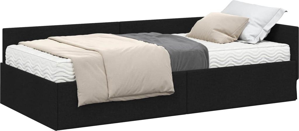 vidaXL Eckbettgestell mit Matratze Sonstiges 2 pcs Grün Stoff