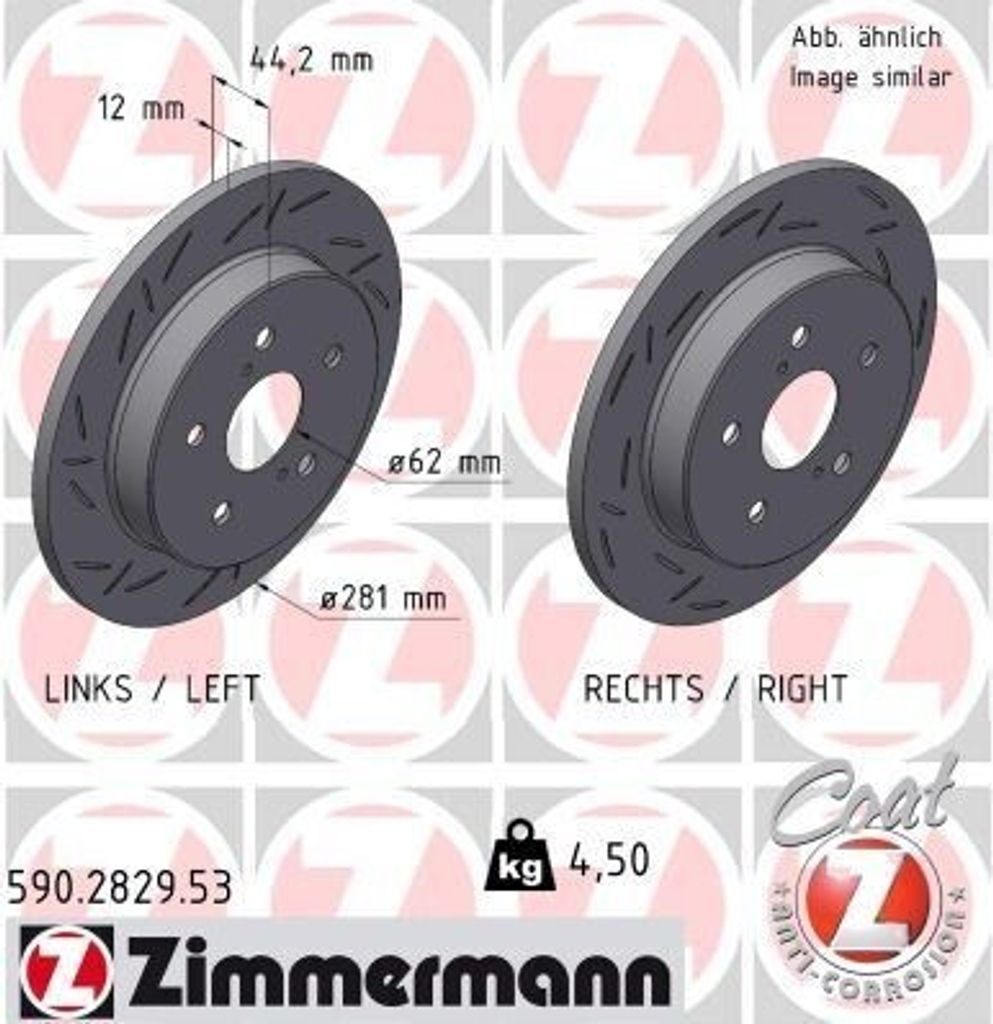 ZIMMERMANN 590.2829.53 - Bremsscheibe für NX (Z1), UX (AA1, AH1, MA1), C-HR (X1), RAV 4 V (A5)