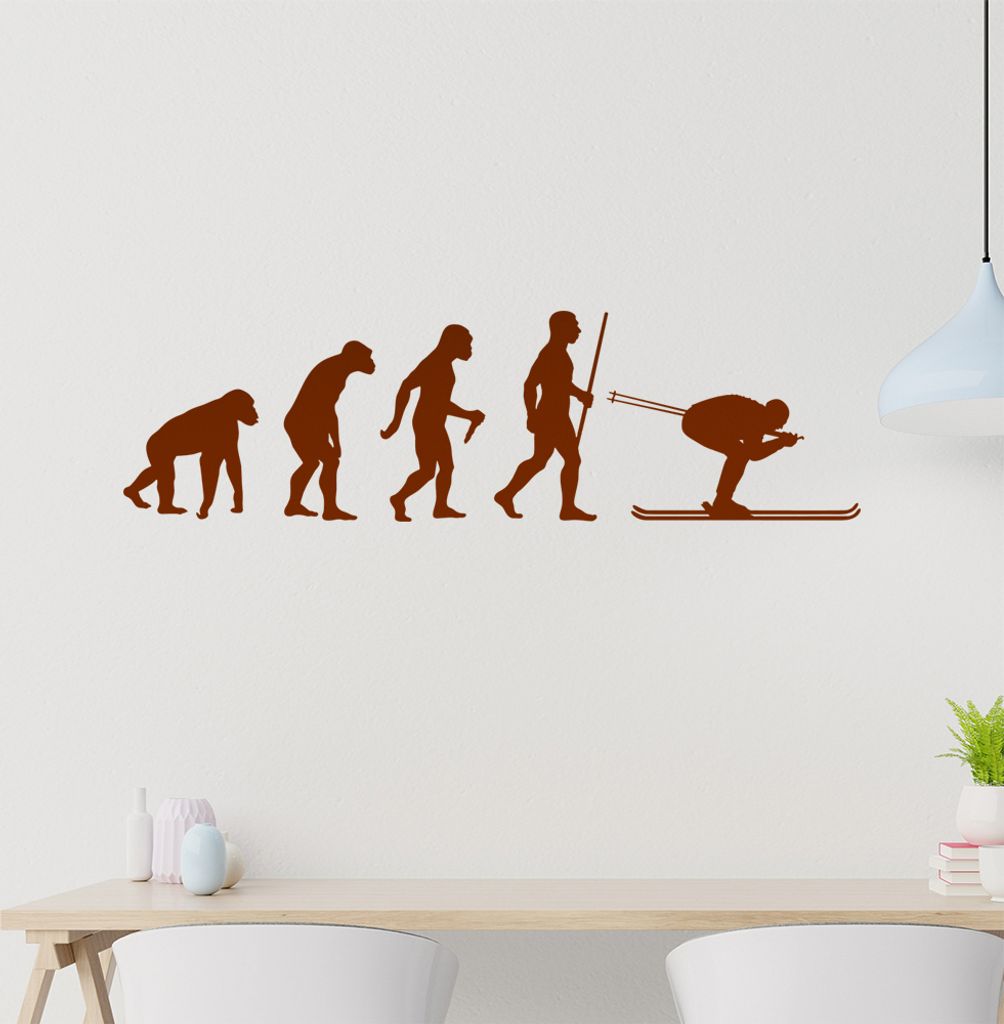 Skispringen Sport Evolution Wandtattoo Wandaufkleber Wall Sticker - Dekoration, Küche, Wohnzimmer, Schlafzimmer, Badezimmer