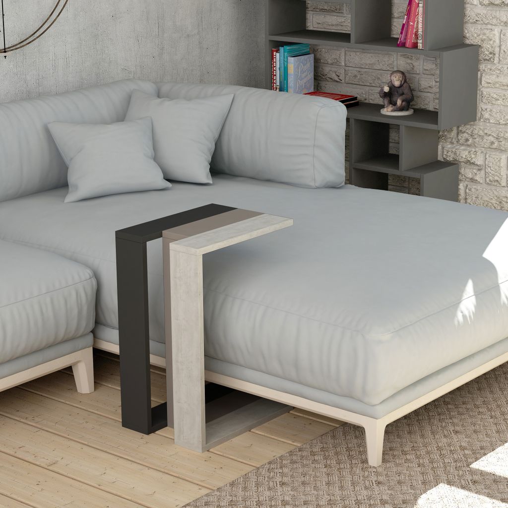 DECORTIE Muju Moderne Table d'appoint en forme de C, Gris Image du produit 