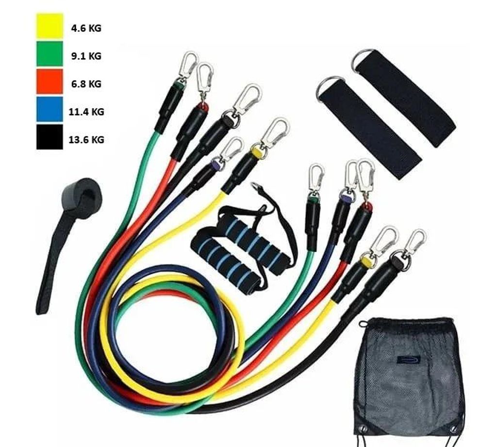 11-teiliges Widerstandsbänder Set mit Griffen, Fitness Trainingsbänder für Krafttraining, Trainingsset mit Türanker - FitBands