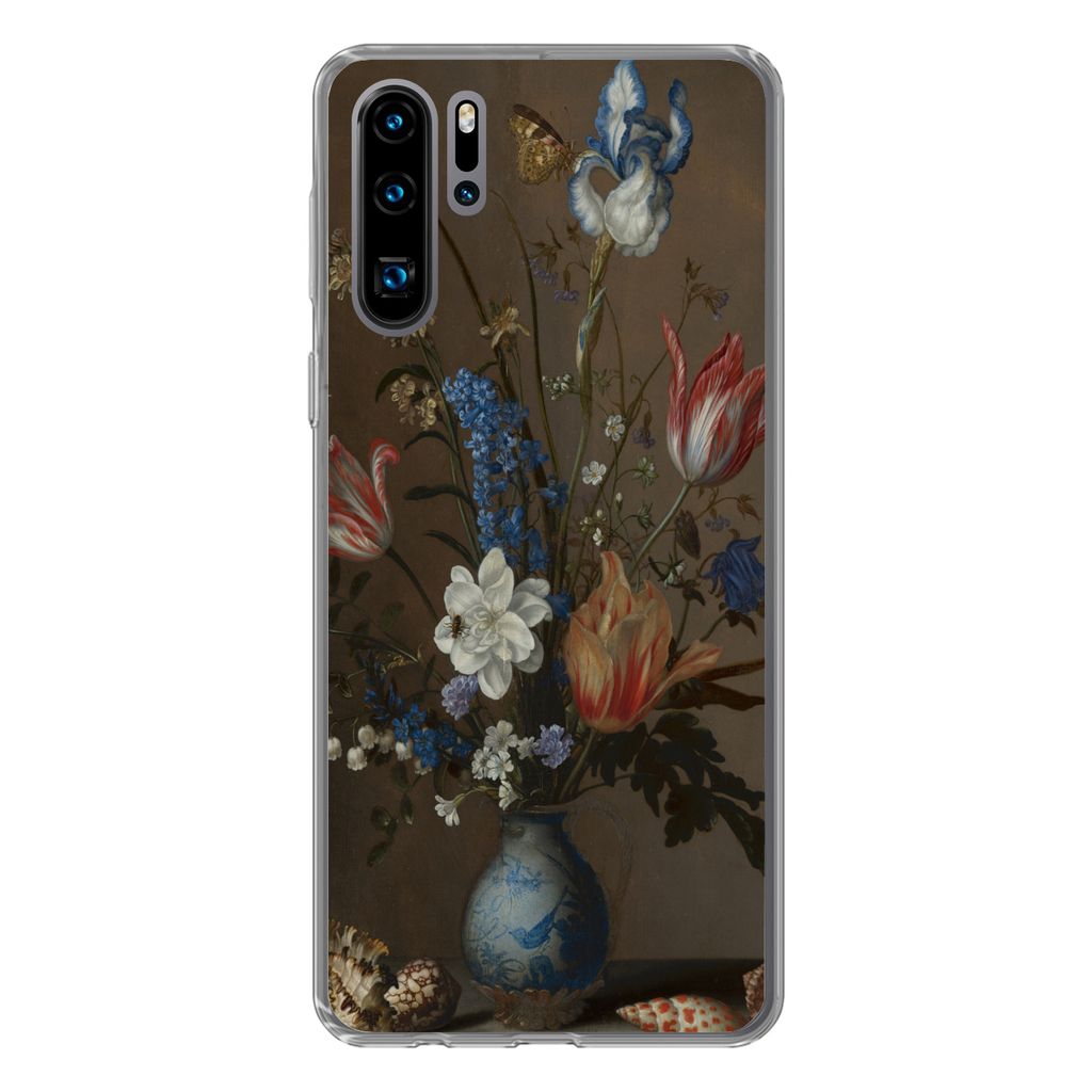 MuchoWow Handyhülle Schutzhülle Hülle für Huawei P30 Pro Blumen in einer Wan-Li-Vase und Muscheln - Gemälde von Balthasar van der Ast Siliko...