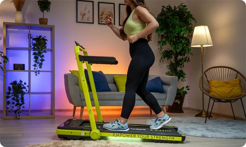 Tapis de Course Bluetooth Thunder IMPACT 12km/h avec Roulettes Lime