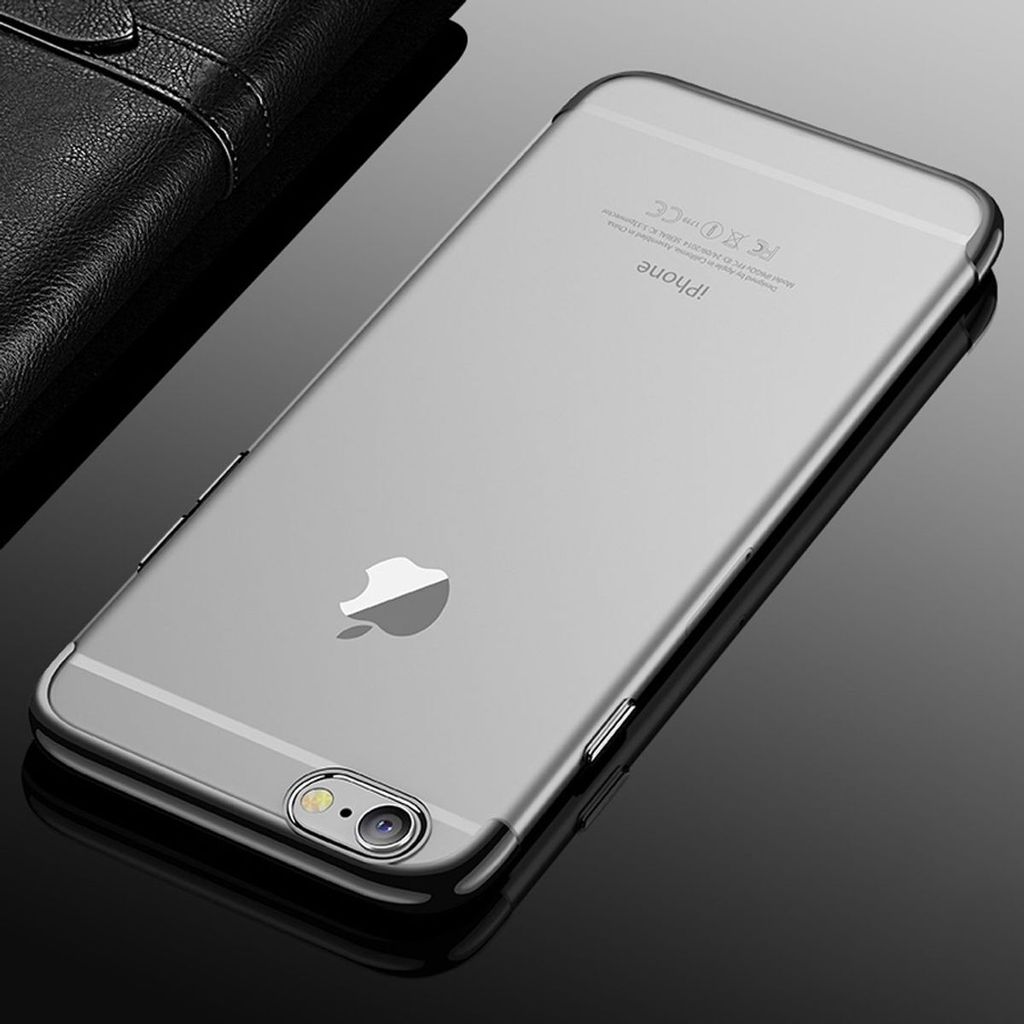 Handy Hülle Schutz Case für Apple iPhone 6 / 6s Plus Durchsichtig Transparent Schwarz