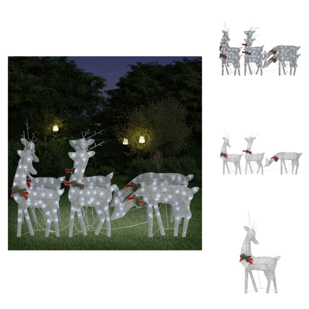 vidaXL LED-Rentiere 6 Stk. Silbern Kaltweiß Mesh - Weihnachtsbeleuchtung