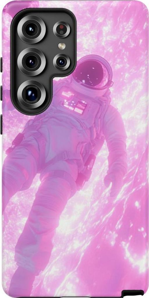 Schwebender Astronaut vor leuchtendem pinkem Plasma – Hülle Kompatibel mit Galaxy S25 Ultra