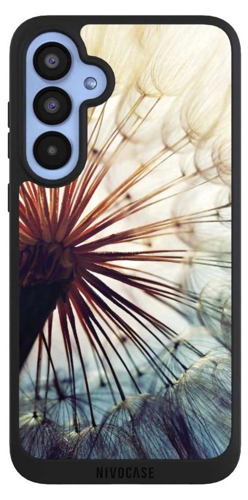 NIVOCASE Handyhülle für Samsung Galaxy A55 5G Hülle NIVOpure Case Schwarz Blumen Fotografie Pusteblume