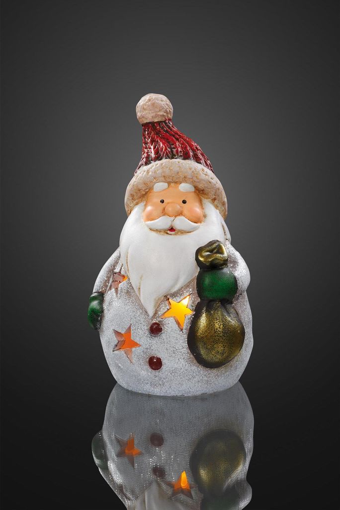 LED Figur Deko Leuchte RGB Weihnachtsmann Keramik Weihnachten Batterie Licht