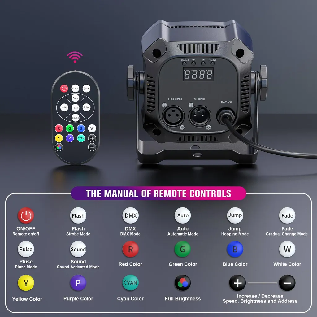 Projecteur de scène DMX512 avec télécommande pour éclairage stable 4PCS