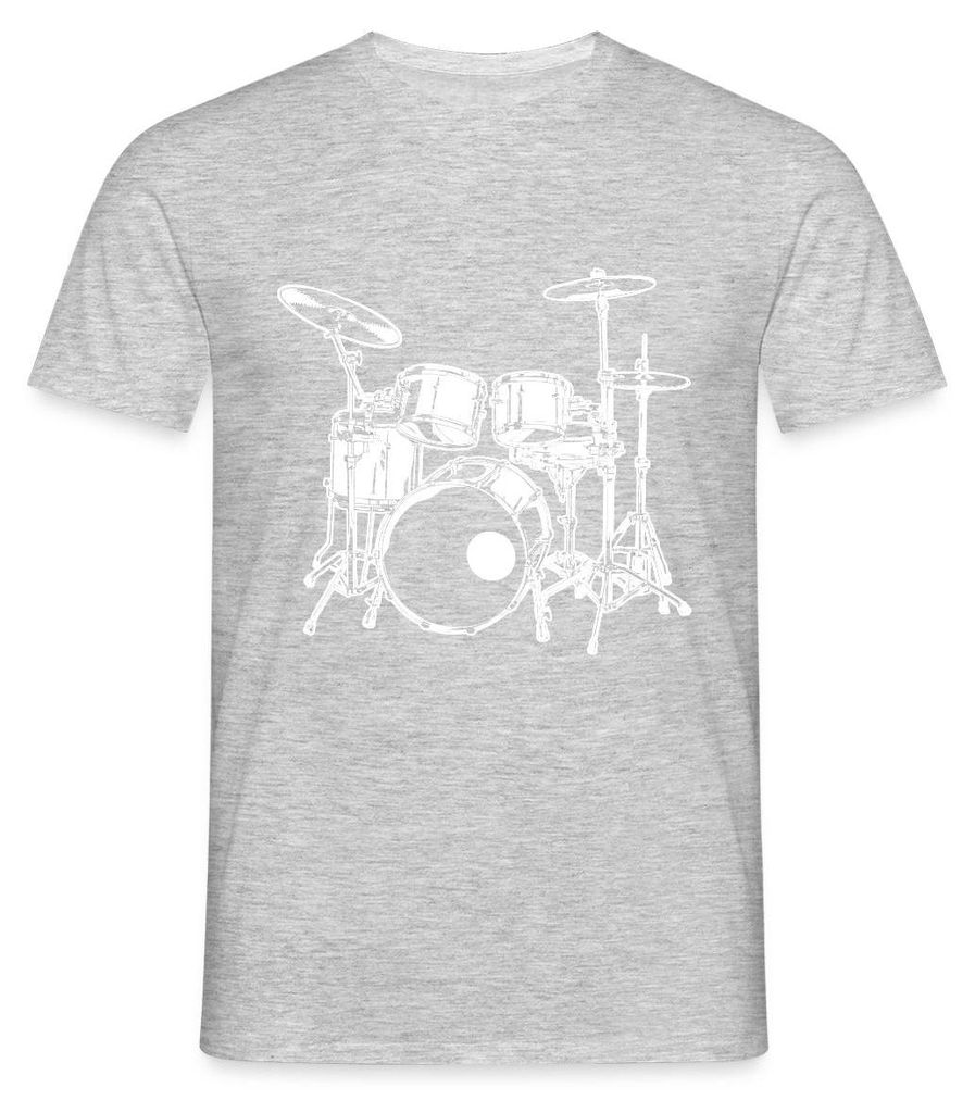 Spreadshirt Schlagzeug Drummer Rock Musik Männer T-Shirt, 3XL, Grau meliert
