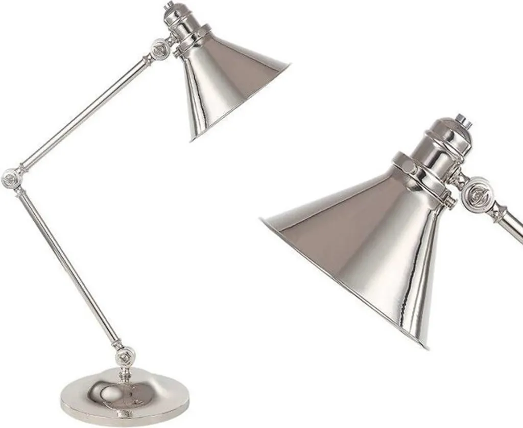 Lampe Provence Elstead Nickel Poli - Éclairage de bureau ajustable 59cm - 2