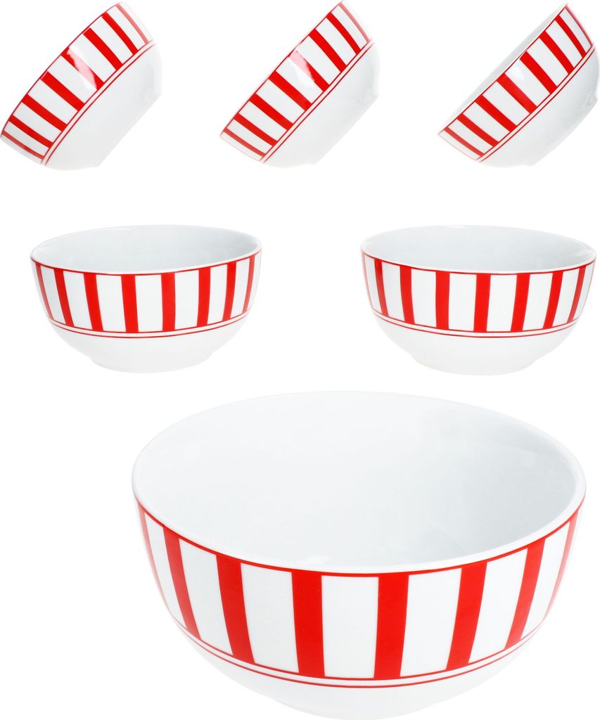 Split rouge rayé 6x bol à céréales Ø14cm 400ml porcelaine 6 Image du produit 