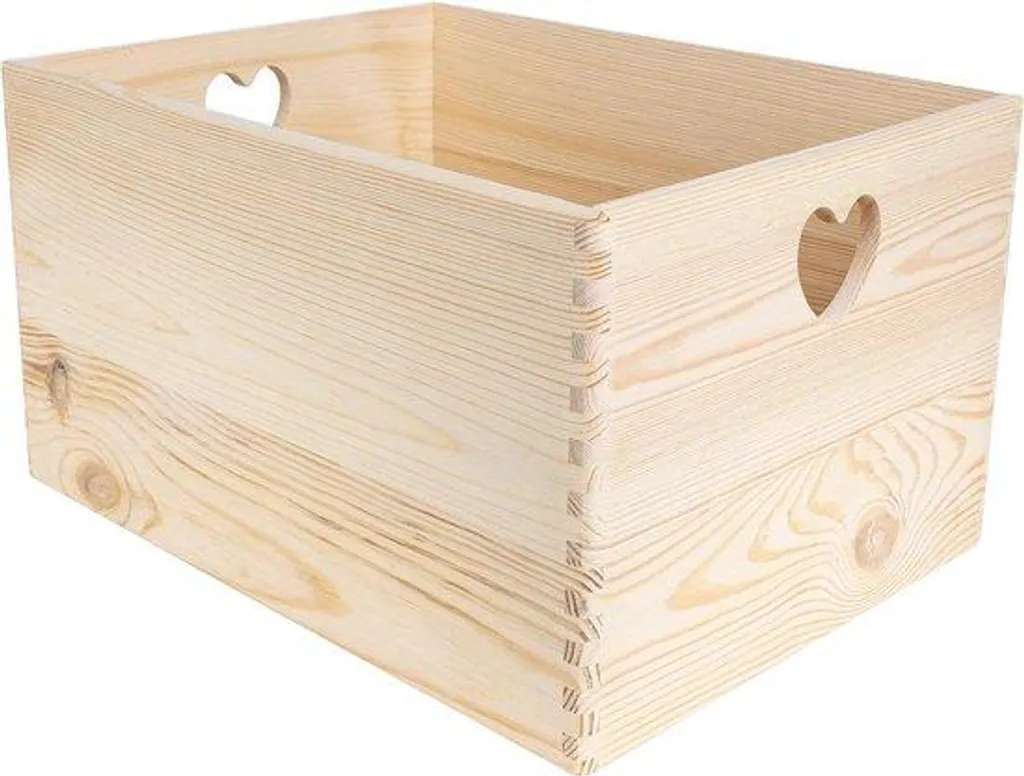 Caisse de rangement en bois naturel massif pour dossiers et outils