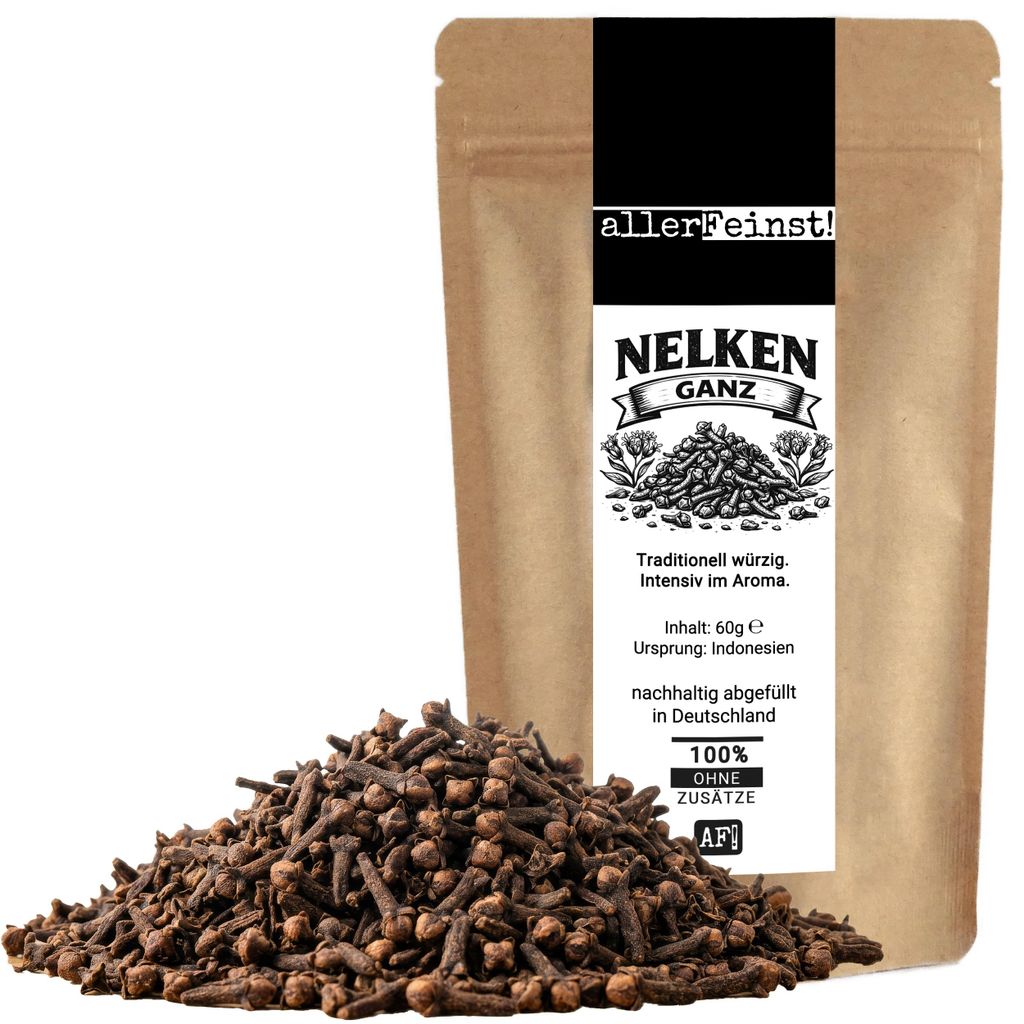 Ganze Gewürznelken | intensives Nelken Aroma für Rotkohl, Wild, Glühwein, Chai, Gebäck, und Marinaden - aromatisches Gewürz für süße und he...