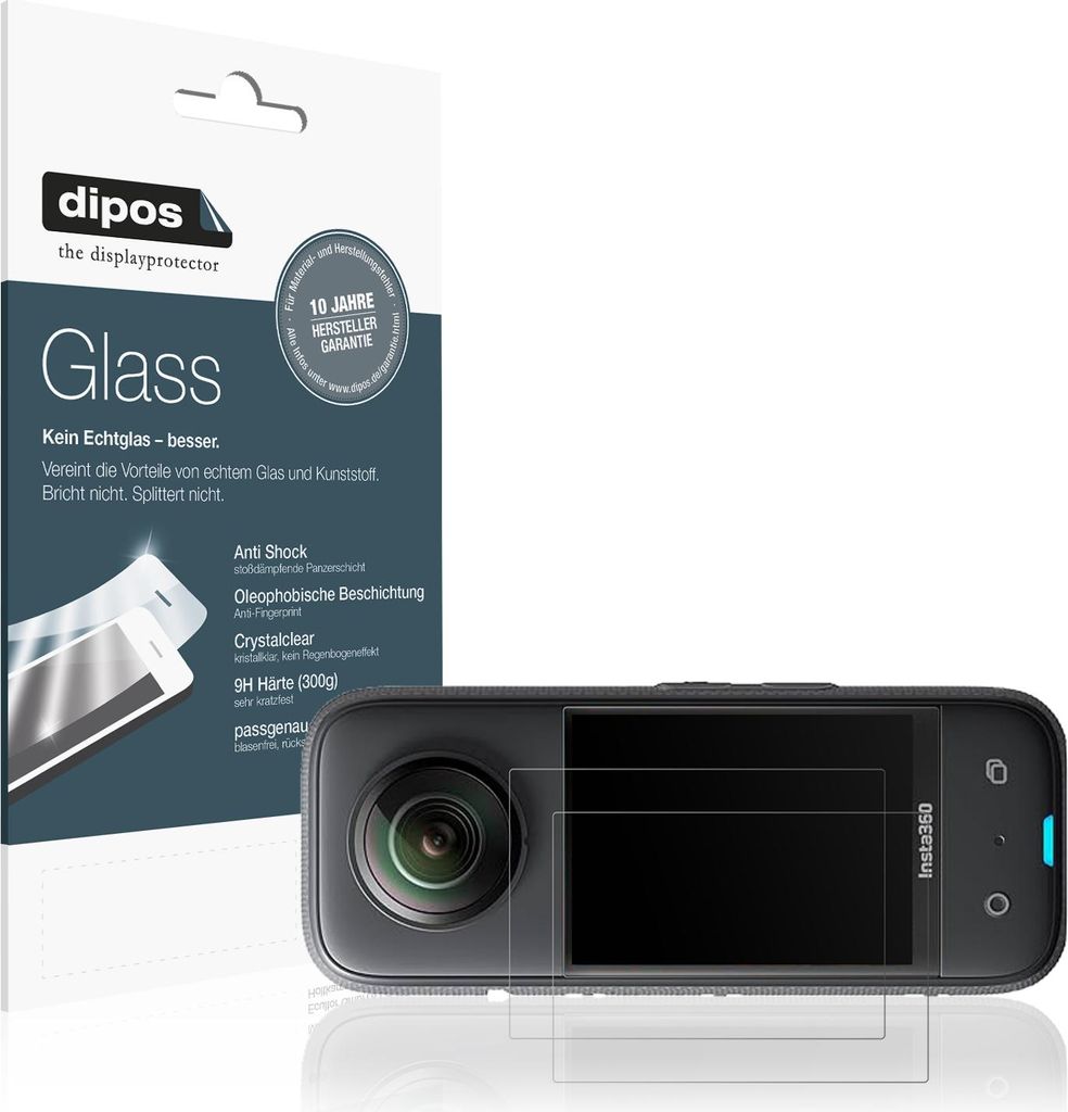 2x Schutzfolie für Akaso 360 Grad Action Cam matt - Anti-Shock 9H Folie dipos Glass Kunststoffglas