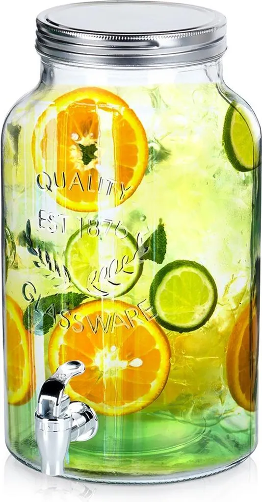 Contenitore in Vetro con Rubinetto 6,2L - Ideale per Limonate e Punch