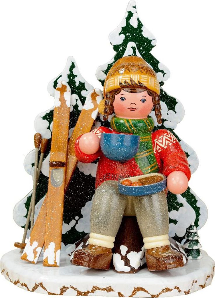 Winterkinder Schneeschuhfahrerin (20cm) Räuchermann von Produktbild 