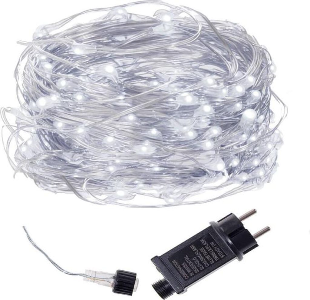 LED řetěz Nano - 20m, 200LED, 8 funkcí, IP44, studená bílá Obrázek produktu 