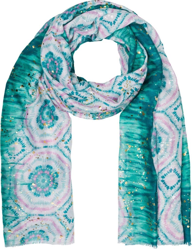styleBREAKER Dames sjaal met batikprint en metallic Productafbeelding 