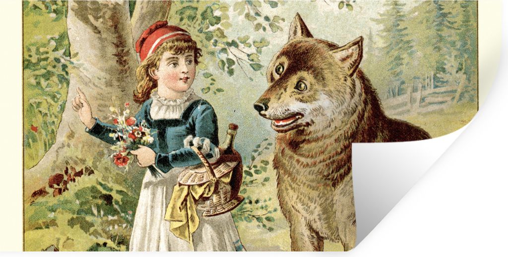 MuchoWow Wandtattoo Wandsticker Wandaufkleber Wolf - Rotkäppchen - Wald 160x80 cm Selbstklebend und Repositionierbar - Sticker - Dekorfolie
