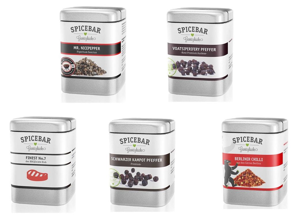 Spicebar Pfeffer - verschiedene Sorten in der Dose - Produktbild 