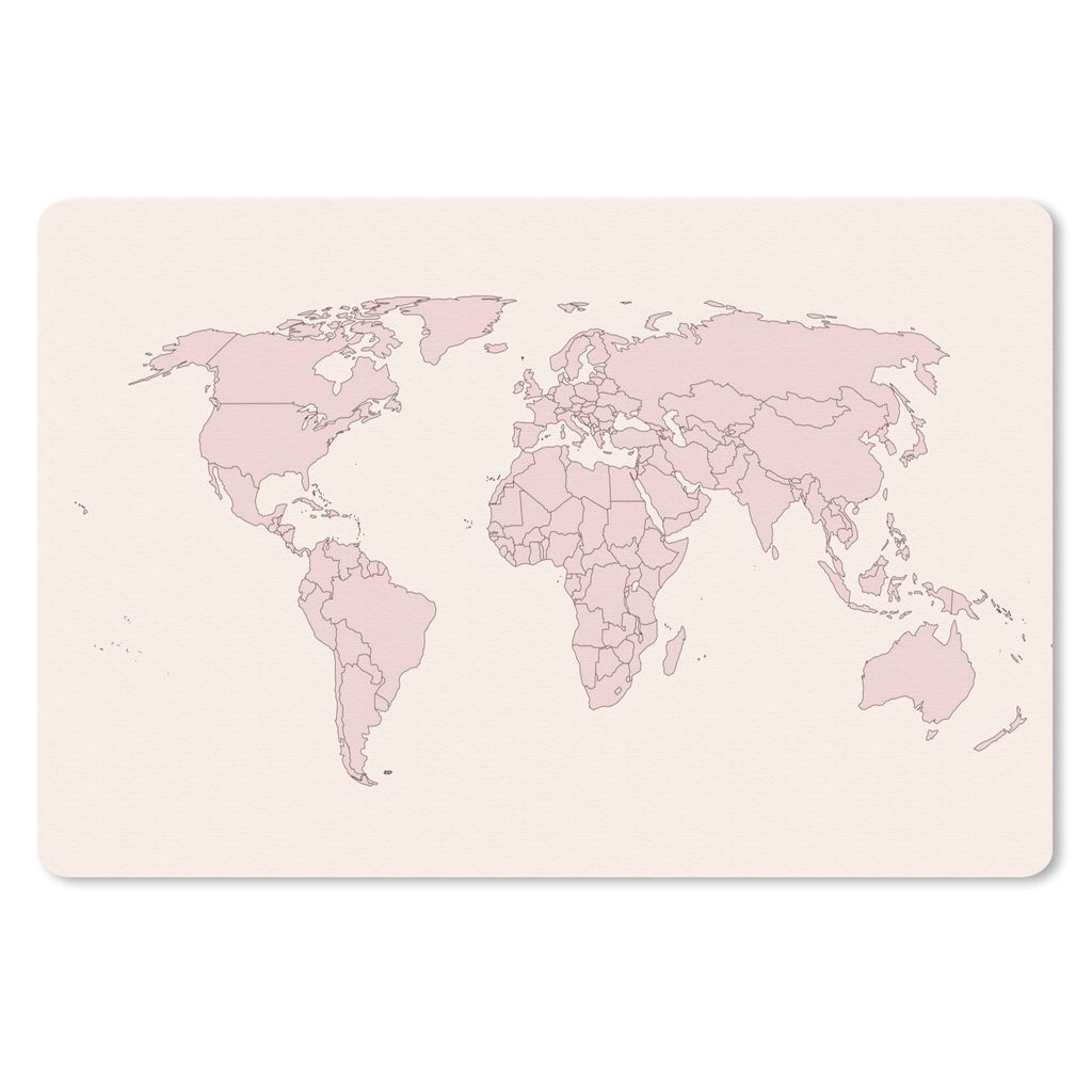 MuchoWow Mauspad Mousepad Weltkarte - Einfach - Rosa 27x18 cm - Mousepads - Maus Mat - Pad - Mausunterlage - Büroartikel - Desk Matten
