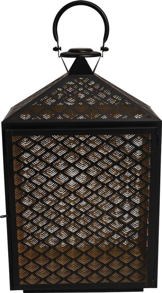 Laterne KIRA groß Metall schwarz gold rechteckig 30x16x50cm