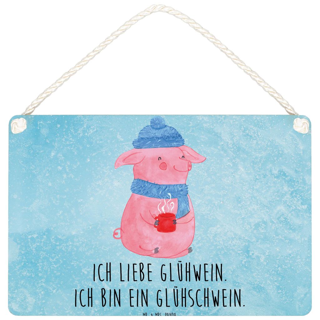 Mr. & Mrs. Panda holzbild Schwein Glühwein DIN A5 - Eisblau - Geschenk, Türschild, Punsch, Schild, wandtafel, Holzschild, Weihnachtsmarkt, Weihna...