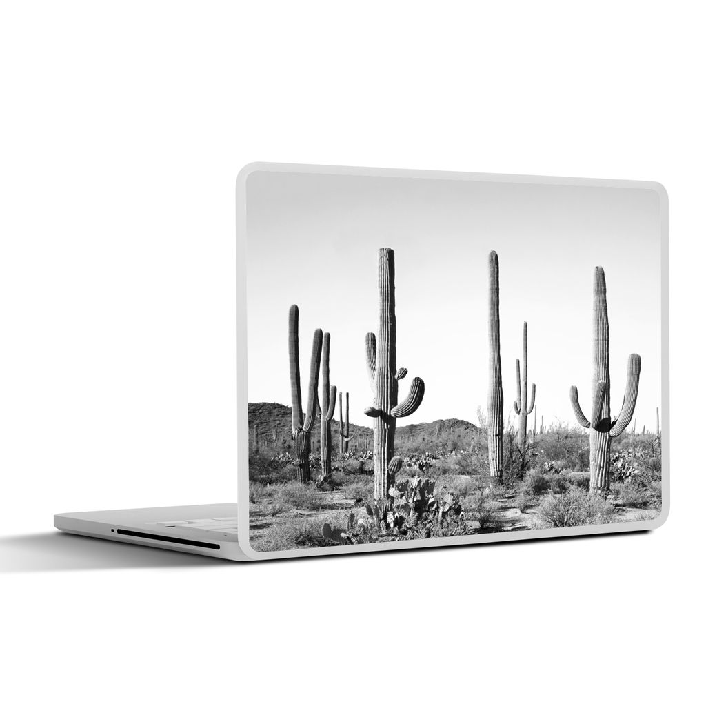 MuchoWow Laptop Aufkleber Sticker Cover Kakteen - Schwarz und weiß - Natur - Landschaft 30x21 cm - Sticker für Laptop - Selbstklebend