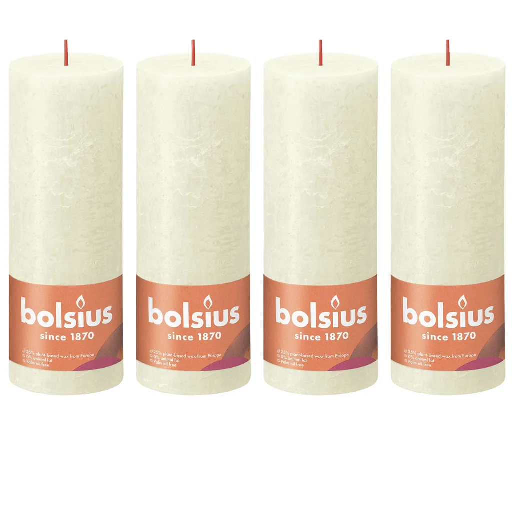 Lot de 4 bougies rustiques Perle douce - Hauteur 19 cm - Ø 6,8 cm
