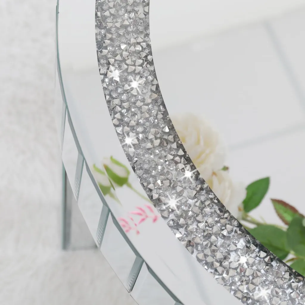 Table basse miroir scintillante Vrygle Ø60 : table basse moderne argent - 13