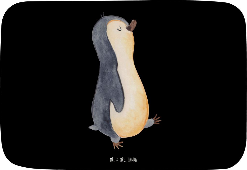 Mr. & Mrs. Panda Teppich Bad Pinguin marschieren - Schwarz - Geschenk, Familie, Badematte, Badvorleger, Schwester, Pinguine, badezimmervorleger, Br...