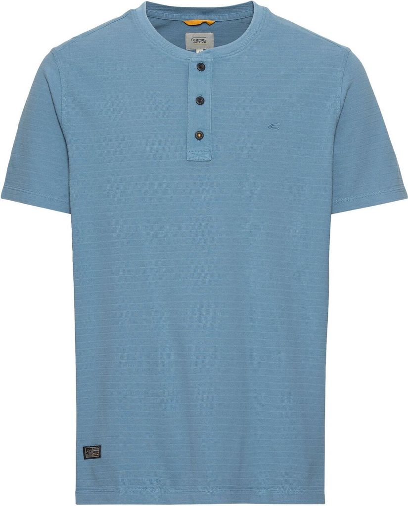 Camel active - Herren Henley Kurzarm (409775-3T21), Größe:M, Farbe:Elemental Blue (40)