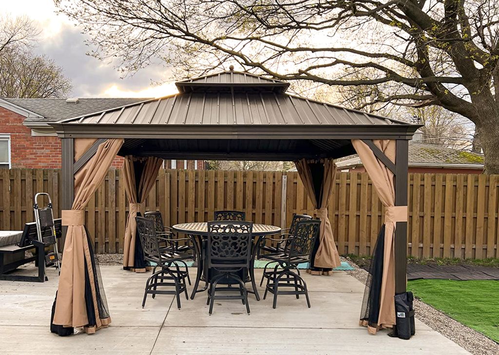 PURPLE LEAF Hardtop Pavillon 3.65x3.65m wasserdicht winterfest und stabil für den Garten,Bronze