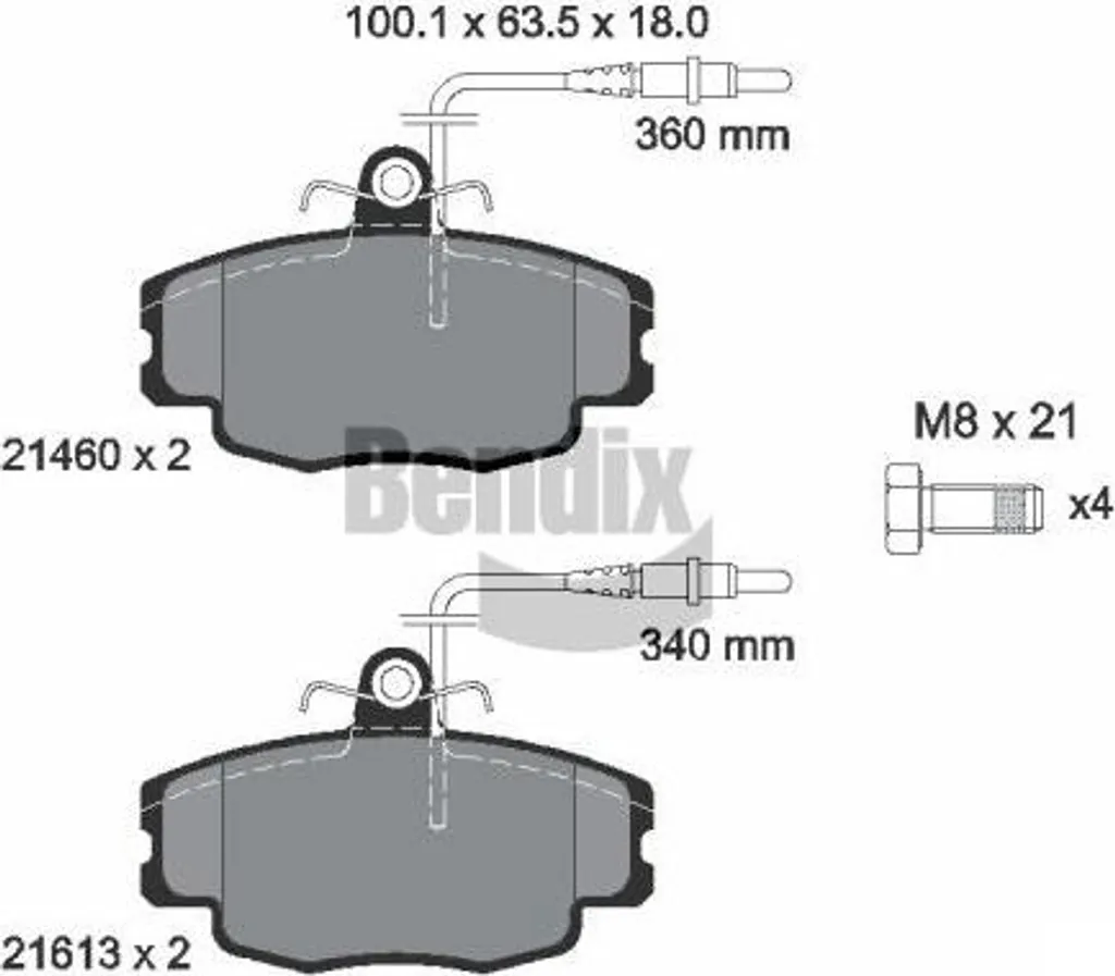 Jeu de plaquettes de frein BENDIX BPD1792 pour Citroën ZX - OE 95658557