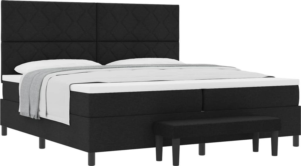 Boxspringbett mit Kopfteil Schwarz 200 x 200 cm Stoff