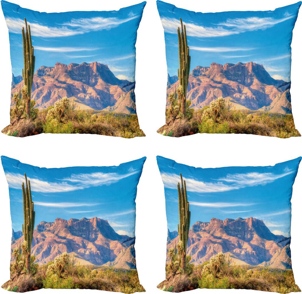 ABAKUHAUS Kaktus Kissenbezug Set (4 Stück), Landschaft des Berges, Moderner Doppelseitiger Digitaldruck, 50 cm x 50 cm, Mehrfarbig